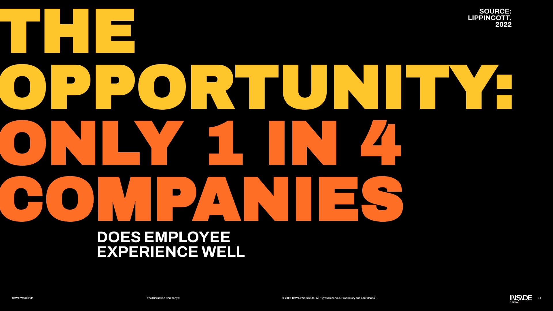 The opportunity: only 1 in 4 companies does employee experience well